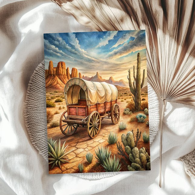 Papel De Seda Carrinho de madeira do Oeste, em pradaria, no oest (Western old wooden cart in prairie wild west tissue paper)