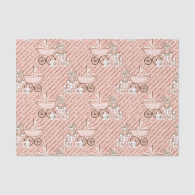 Papel De Seda Carrinhos de Bebê Rosa (Frente )