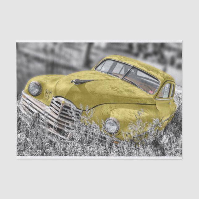 Papel De Seda Carro amarelo velho (Frente )