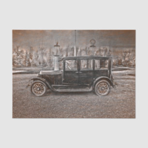 Papel De Seda Carro Antigo Sepia Preto Envelhecido Vintage