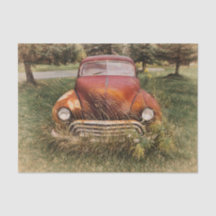 Carro Antigo Vermelho Rústico Decoupagem Vintage