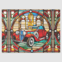 Carro Clássico em Falso Vidro Colorido para Arte d