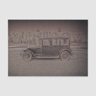 Papel De Seda Carro Clássico Sepia Escuro-Russo Vintage