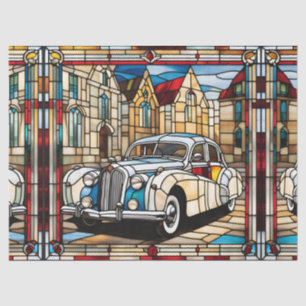 Papel De Seda Carro vintage de Vidro Mantido Faux para Decoupage