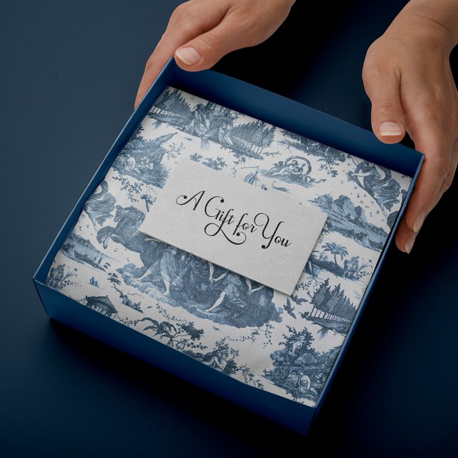 Papel De Seda Carruagem francesa venenosa do túile de Jouy-Blue (Criador carregado)