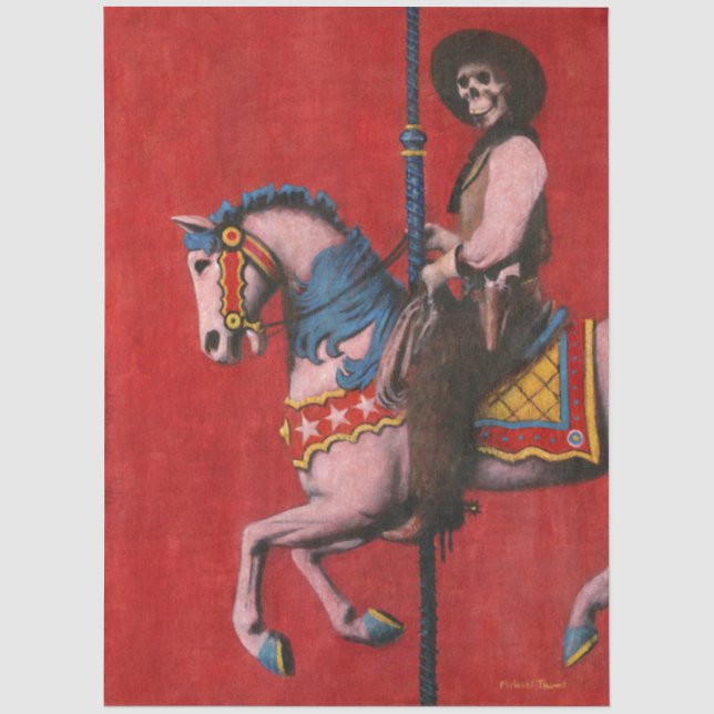 Papel De Seda Carrusel de Cowboy Esqueleto (Frente )