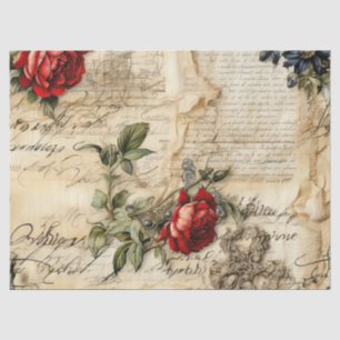 Papel De Seda Carta de Amor em Pergaminho Vintage com Flores