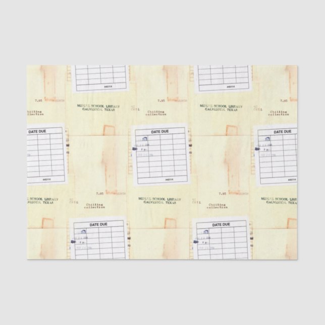 Papel De Seda Cartão de Vencimento da Data do Livro da Bibliotec (Frente )