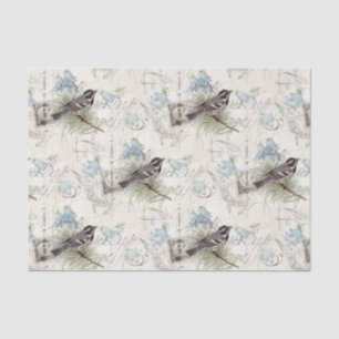 Papel De Seda Cartão-postal italiano Vintage Bird Flowers