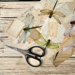 Papel De Seda cartas de vintagem com libélulas