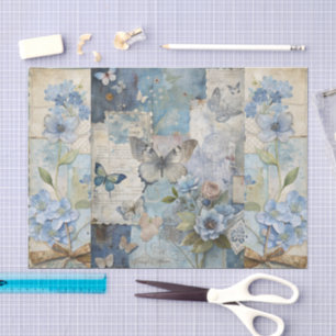 Papel De Seda Cartaz azul-borboleta azul inspirado na Vintage