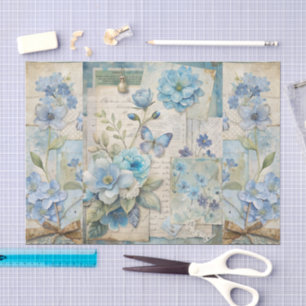 Papel De Seda Cartaz azul-borboleta azul inspirado na Vintage
