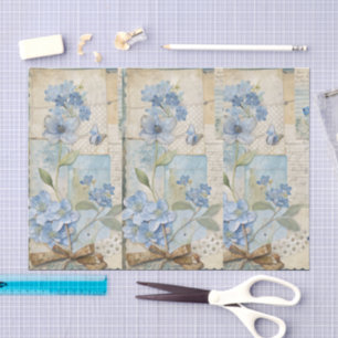 Papel De Seda Cartaz azul-borboleta azul inspirado na Vintage
