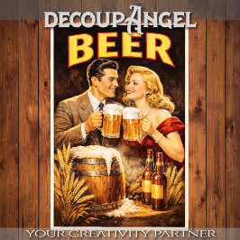 Papel De Seda Cartaz Vintage Celebração de Cerveja Decoupage