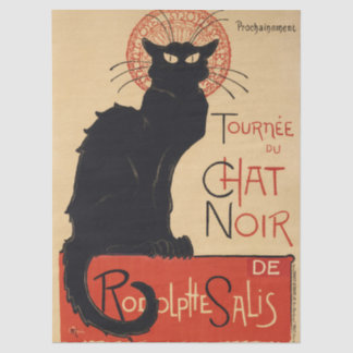 Papel De Seda Cartaz Vintage Gato Preto Art Nouveau Steinlen