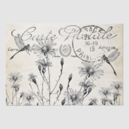 Papel De Seda Carte Postale Wildflower Dragonfly Artesanato
