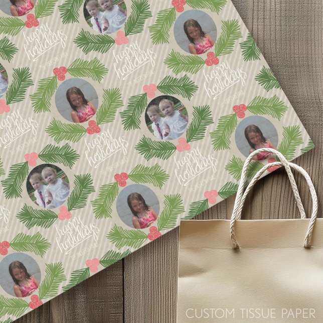 Papel De Seda Cartões de natal de Natal Whimsical com Fotografia (Custom Tissue Paper)