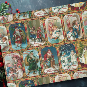 Papel De Seda Cartões de Natal vitorianos do Ornamentado Colorid