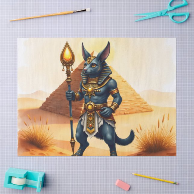 Papel De Seda Cartoon Anubis - Deus Egípcio do Pós-Vida (Arte )