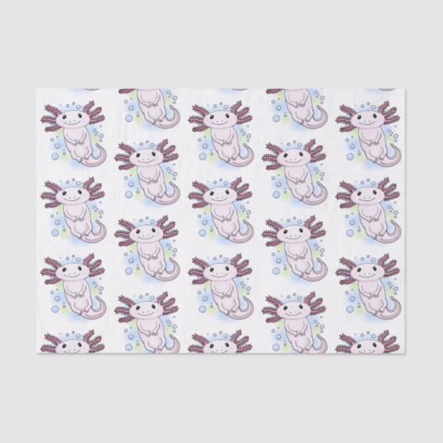 Papel De Seda Cartoon axolotel rosa adorável (Frente )