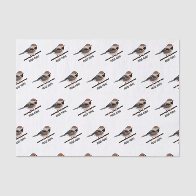 Papel De Seda Cartoon Boreal Chickadee Bird Adorável (Frente )