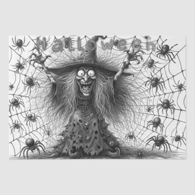 Papel De Seda Cartoon da Bruxa Spooky do Halloween (Frente )