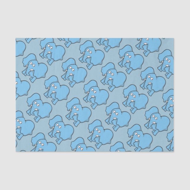 Papel De Seda Cartoon de elefante azul (Frente )