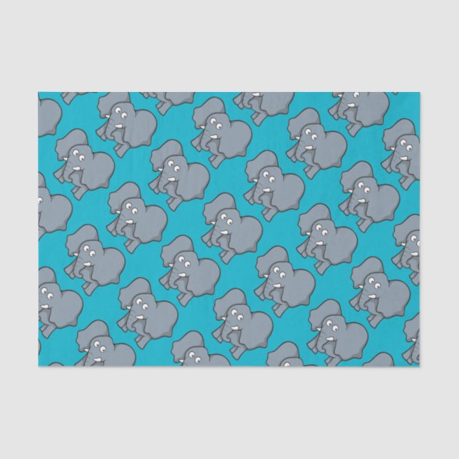 Papel De Seda Cartoon de elefante de cinza (Frente )