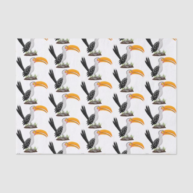 Papel De Seda Cartoon de pássaros-de-bico-amarelo engraçado (Frente )