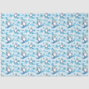 Papel De Seda Cartoon Penguin Surfing