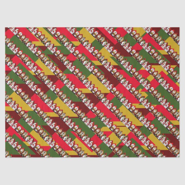 Papel De Seda Cartoon Santas Natal (Frente )