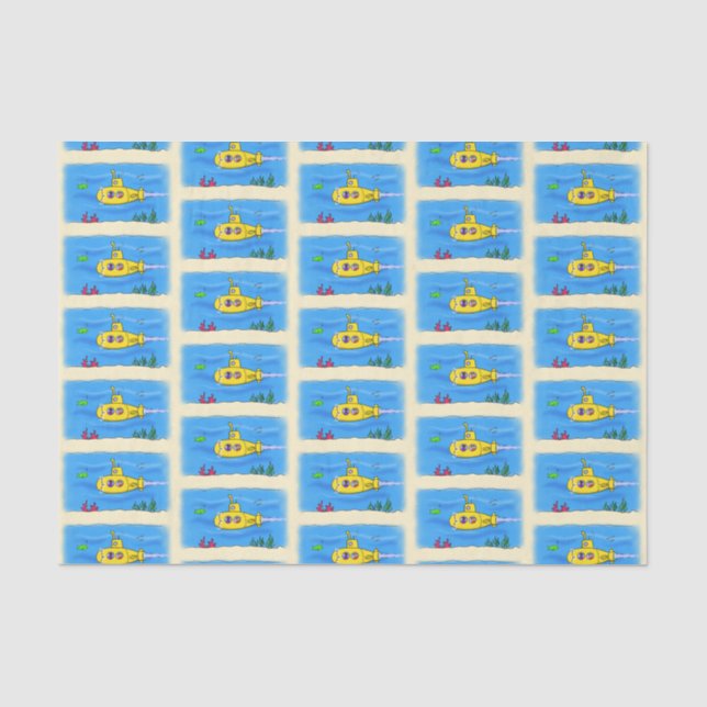 Papel De Seda Cartoon submarino feliz (Frente )