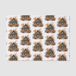 Papel De Seda Casa assombrada com o padrão de Halloween de Pumpk