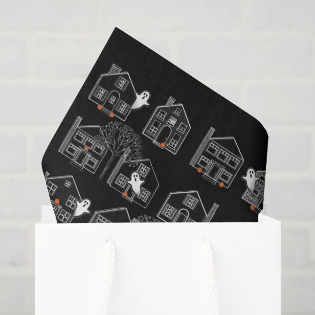 Papel De Seda Casa Assombrada de Halloween (Sacola de presentes)