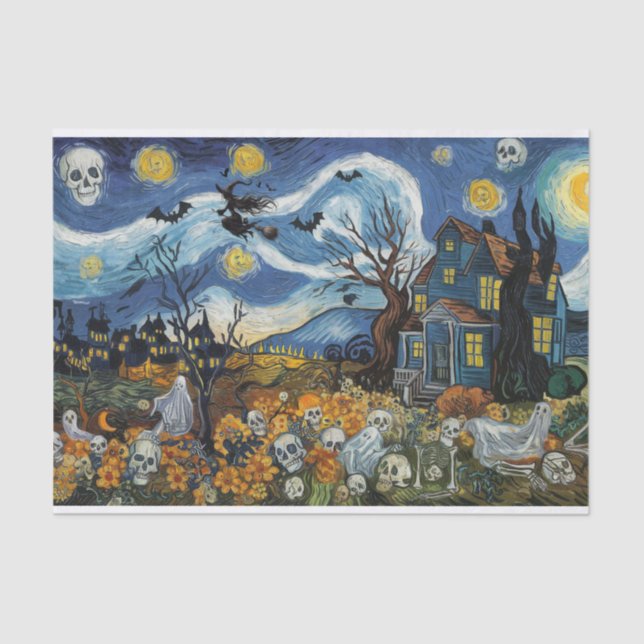 Papel De Seda Casa Assombrada de Maluco Noturno-Halloween (Frente )