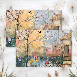 PAPEL DE SEDA CASA CAPRICHOSA NO LAGO DECOUPAGEM ARTÍSTICA