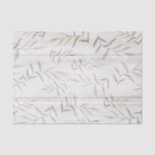 Papel De Seda Casa de Campo Botânico Branco Madeira Rosada Folha