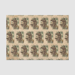 Papel De Seda Casa de Inverno Antiga Pergaminho Vitoriano 