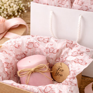 Papel De Seda Casa Desenhada à Mão Rosa Listra Morango