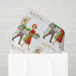 Papel De Seda Casal de 1950 Feliz Natal