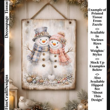 Casal de Bonecos de Neve Cute Shabby Chic Decoupag