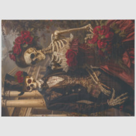 Papel De Seda Casal de Esqueleto Romântico de Halloween Decoupag
