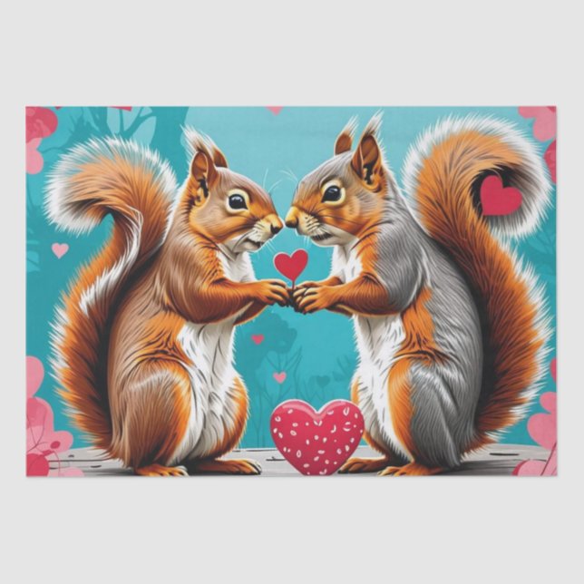 Papel De Seda Casal de esquilos apaixonados (Frente )