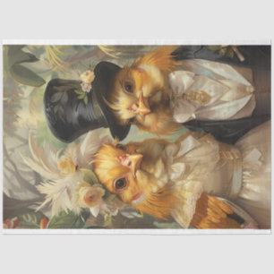 Papel De Seda Casal De Galinha De Galo Quente De Dissociação Cas