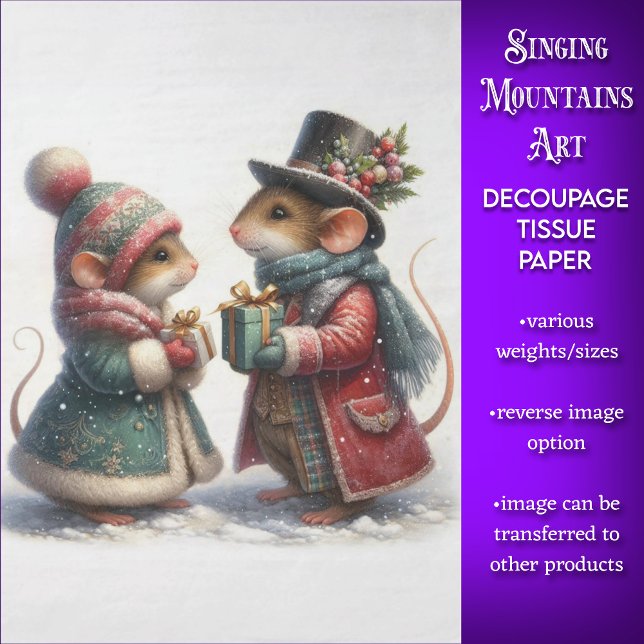 Papel De Seda Casal de Mouse Vitoriano - Disco de Natal (Criador carregado)