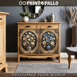 Papel De Seda Casal de pote de flores para dois armários de port