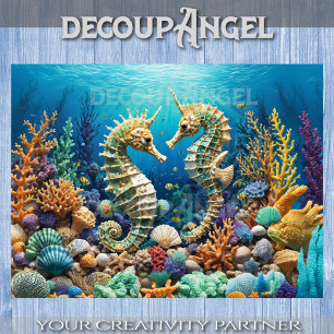 Papel De Seda Casal de Seaunicorn submarino - Decoupage -