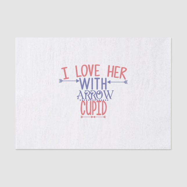 Papel De Seda Casal Presente Eu A Amo Com Cupido De Seta (Frente )