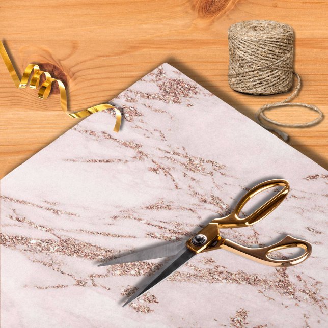 Papel De Seda Casamento Brilho Ouro Rosa Mármore Rosa Moderno (Criador carregado)