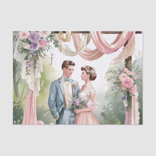 Papel De Seda Casamento clássico de Chique Vintage (Frente )